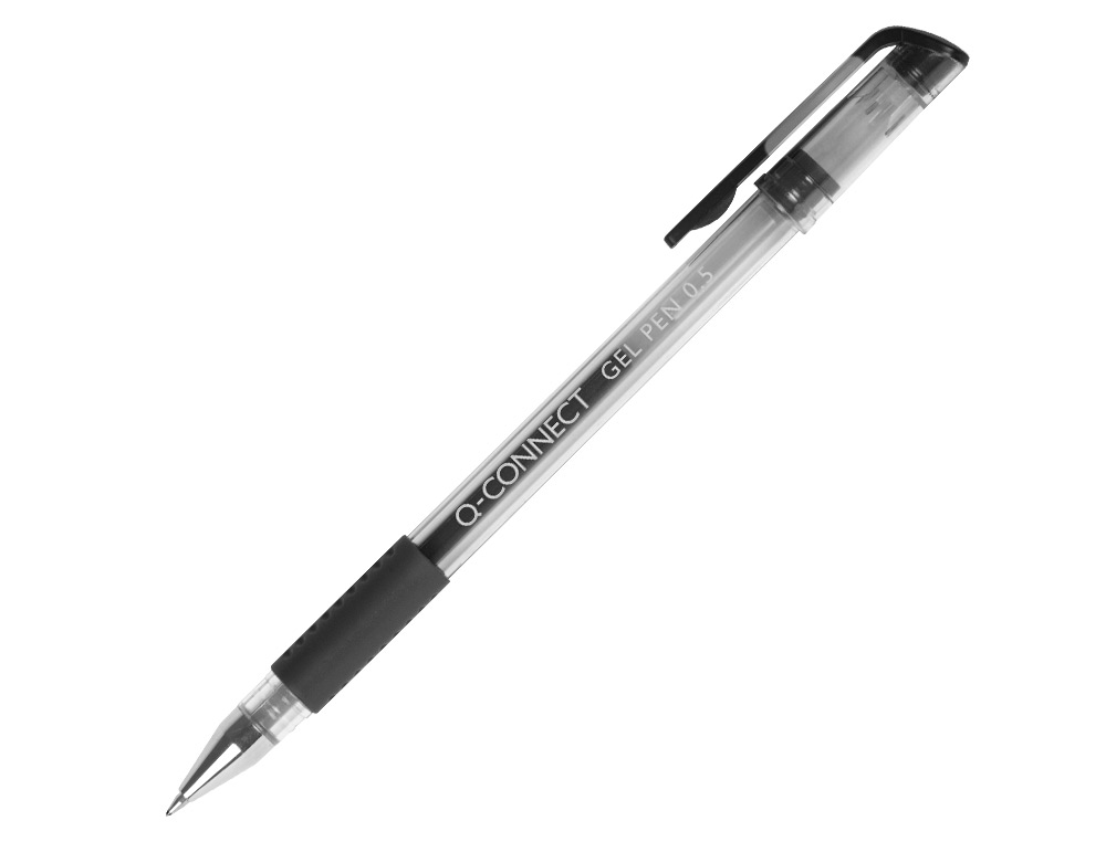 Boligrafo q-connect tinta gel negro 0,7 mm sujecion de caucho