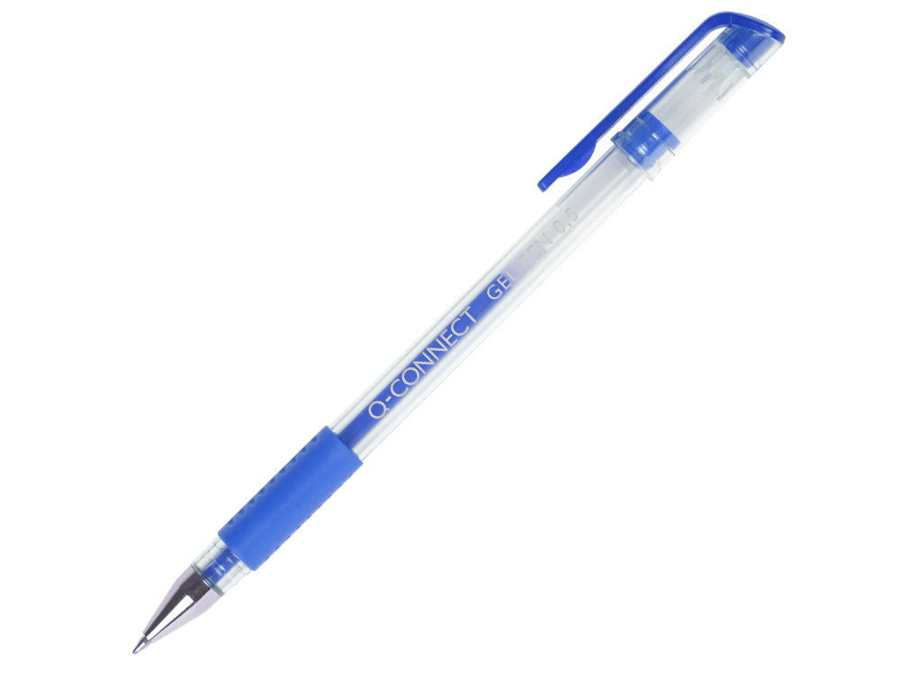 Boligrafo q-connect tinta gel azul 0,7 mm sujecion de caucho