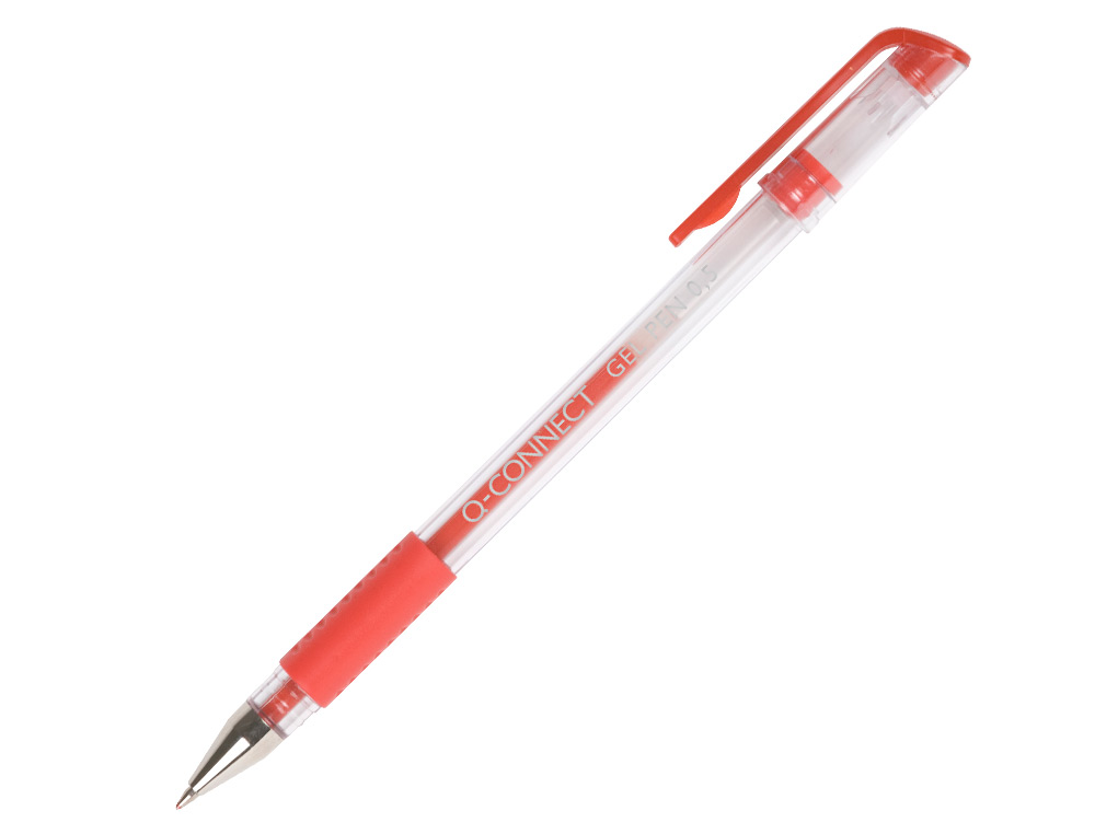 Boligrafo q-connect tinta gel rojo 0,7 mm sujecion de caucho