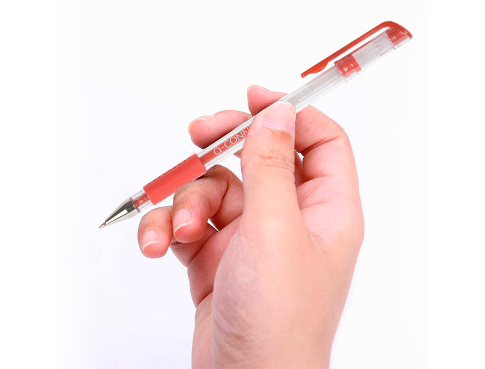 BOLIGRAFO Q-CONNECT TINTA GEL ROJO 0,7 MM SUJECION DE CAUCHO