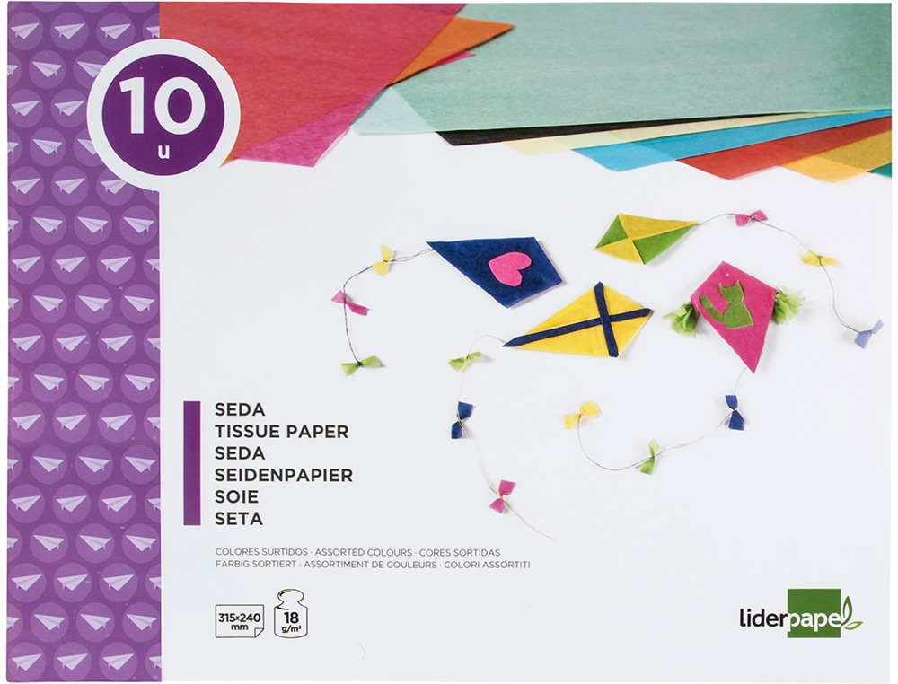 BLOCO TRABALHOS MANUAIS LIDERPAPEL SEDA FOLIO 10 FOLHAS SORTIDO