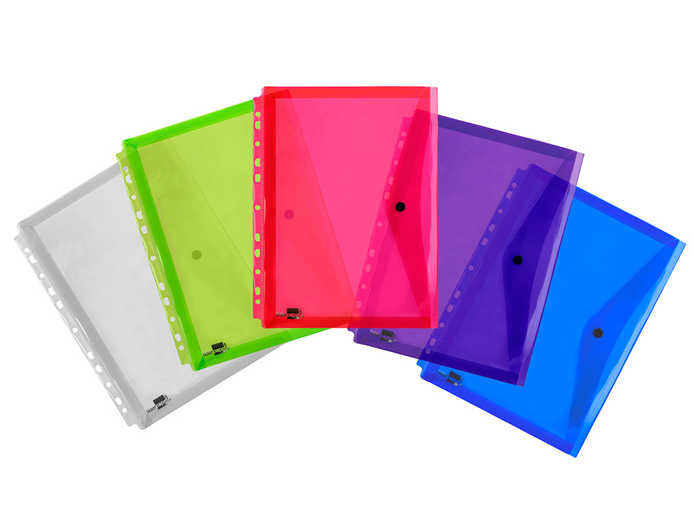 CARPETA LIDERPAPEL DOSSIER BROCHE 36669 POLIPROPILENO DIN A4 PACK DE 5 COL.SURTIDOS TRANSPARENTE MULTITALADRO