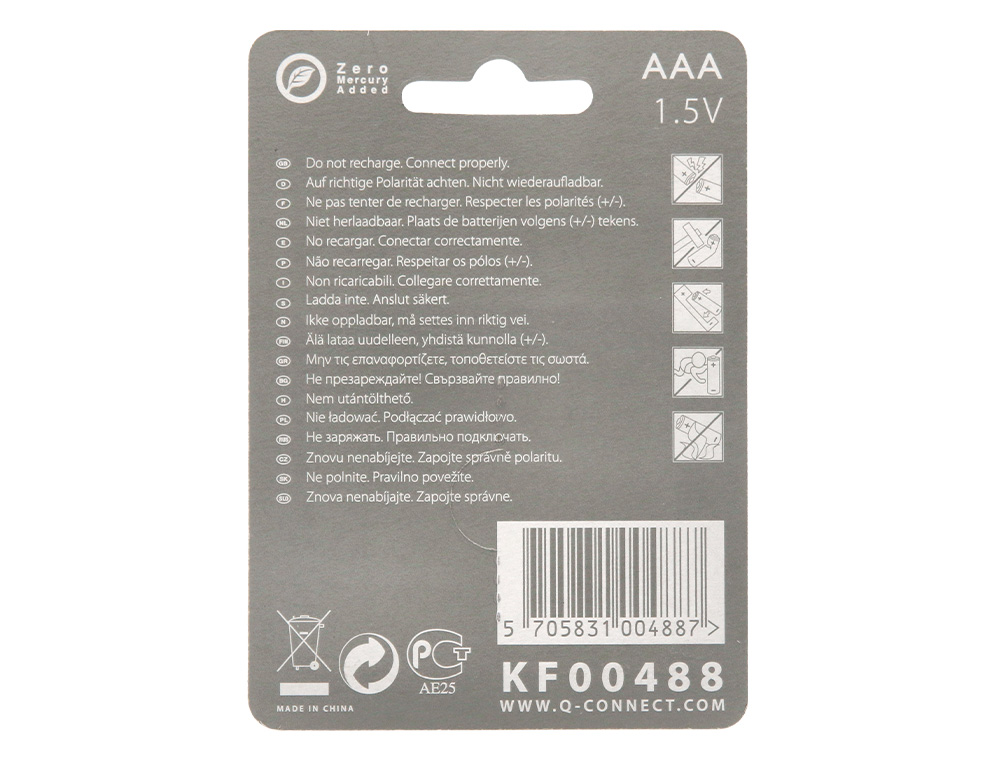 PILHA Q-CONNECT ALCALINA AAA BLISTER COM 4 UNIDADES