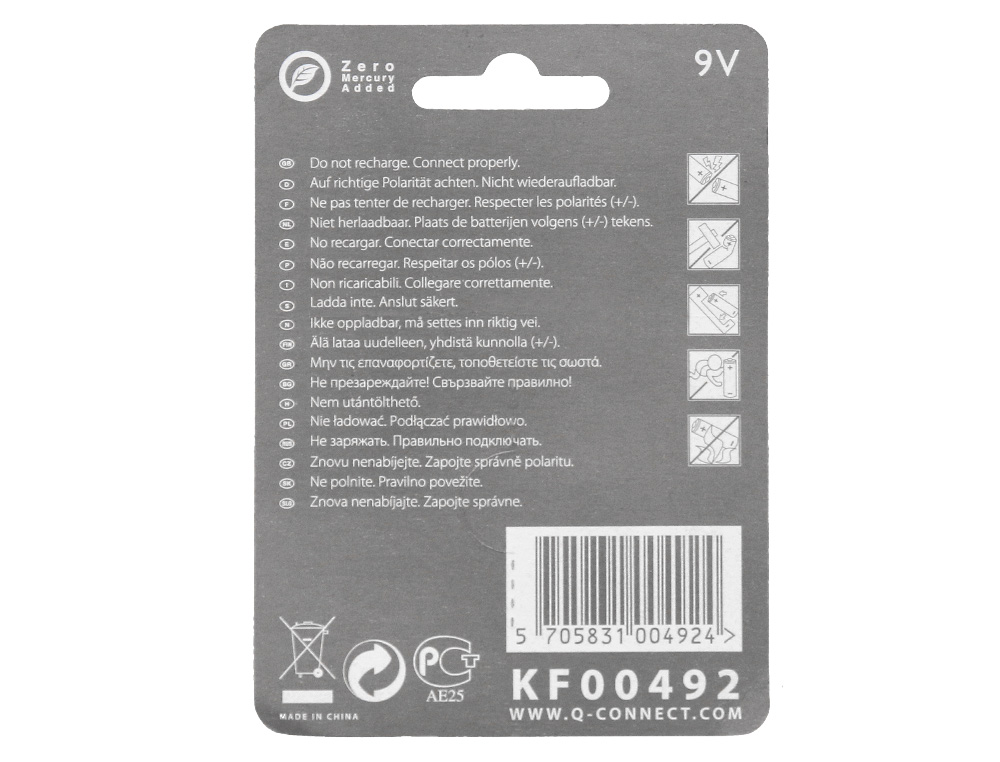 PILHA Q-CONNECT ALCALINA 9VOLT BLISTER COM 1 UNIDADE