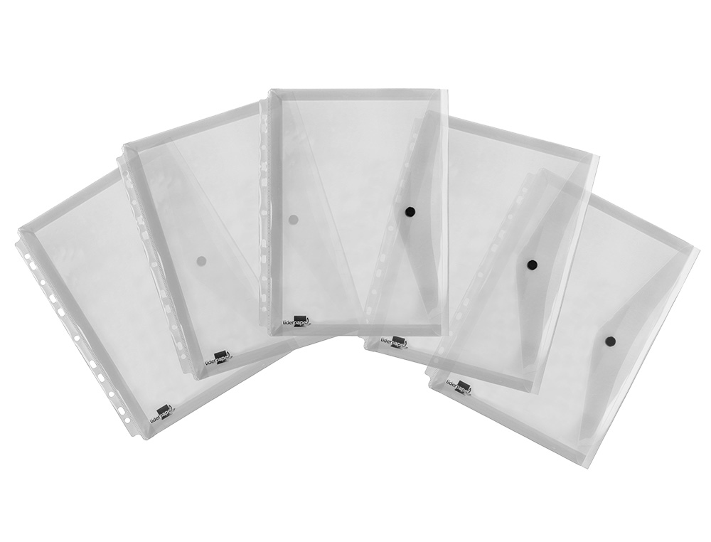 Carpeta liderpapel dossier broche 36664 polipropileno din a4 pack de 5 incolora transparente multitaladro