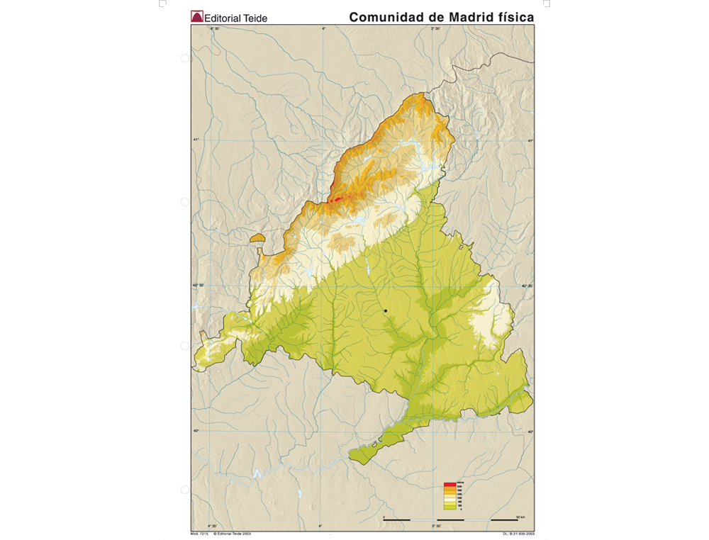Mapa mudo color din a4 madrid fisico