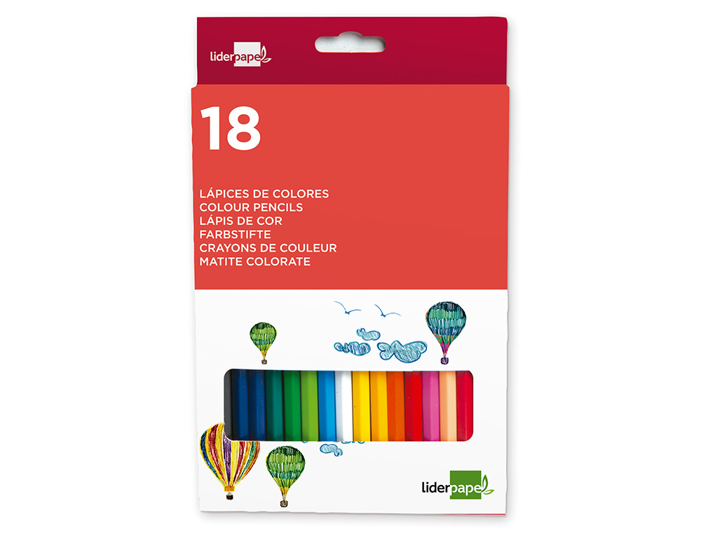 Lapices de colores liderpapel caja de 18 unidades colores surtidos