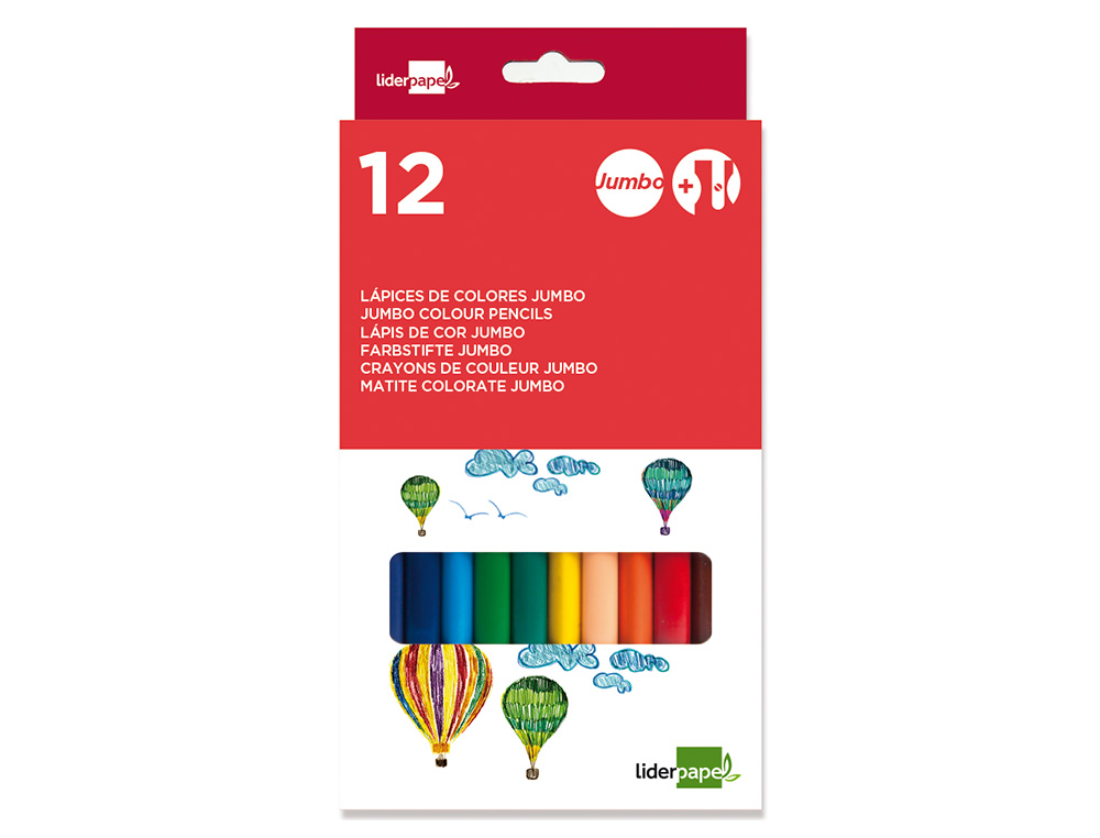 Lapices de colores liderpapel jumbo con sacapuntas caja de 12 colores