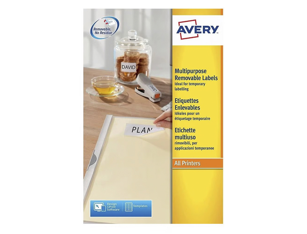 ETIQUETA ADHESIVA AVERY REMOVIBLE TAMAO 25,4X10 MM CAJA DE 4725 UNIDADES