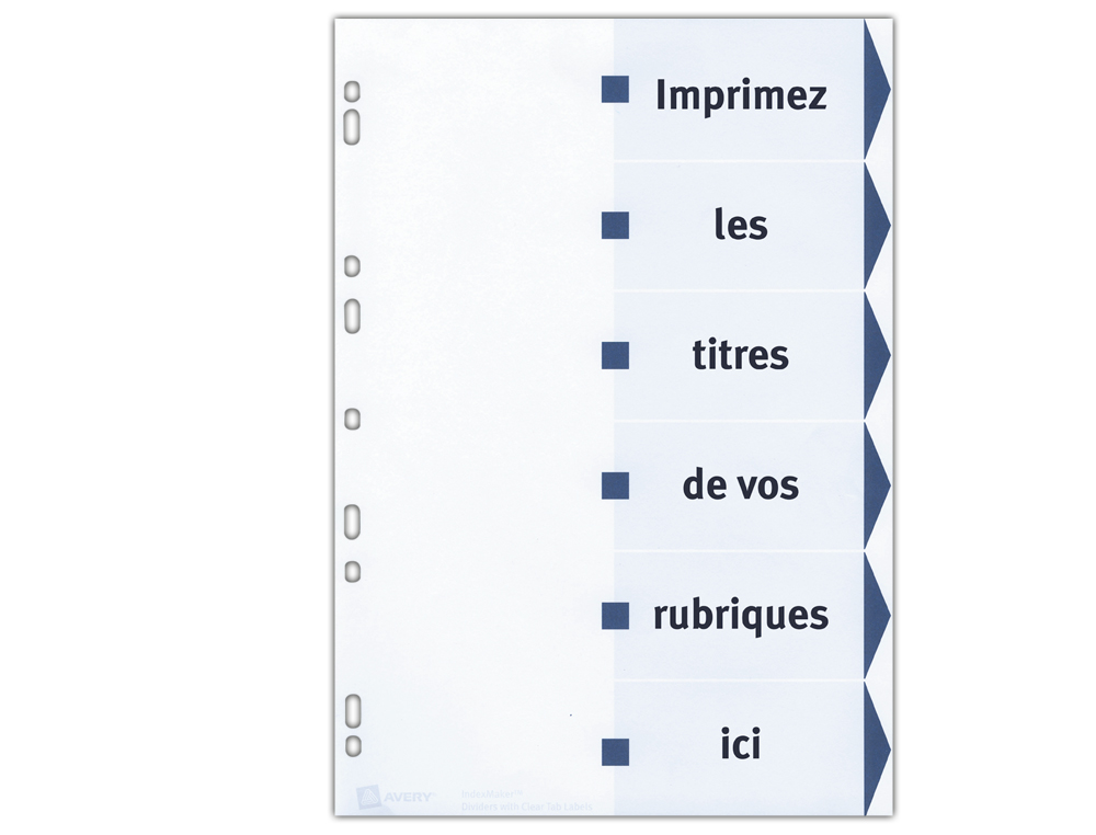 Separador avery cartulina din a4 6 pestañas imprimibles