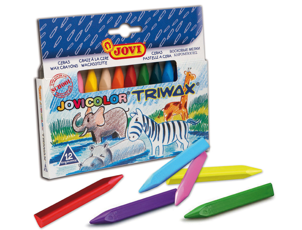 Lapices cera jovicolor triangular triwax 12 colores surtidos