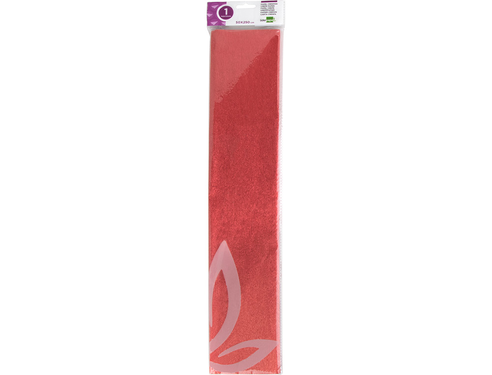 Papel crespon liderpapel 50 cm x 2.5m metalizado rojo