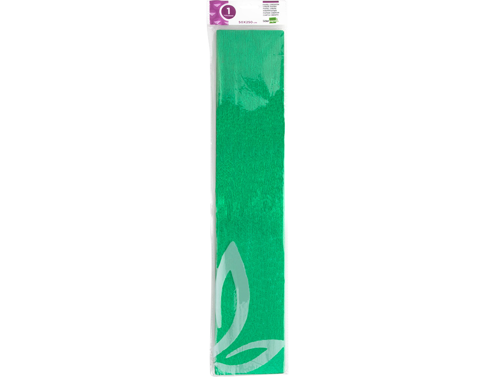 Papel crespon liderpapel 50 cm x 2.5m metalizado verde