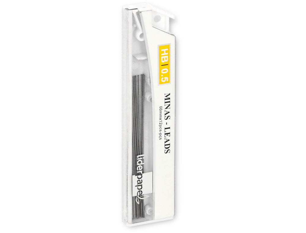 MINAS LIDERPAPEL GRAFITO 0,5 MM HB TUBO DE 12 MINAS LONGITUD 60 MM