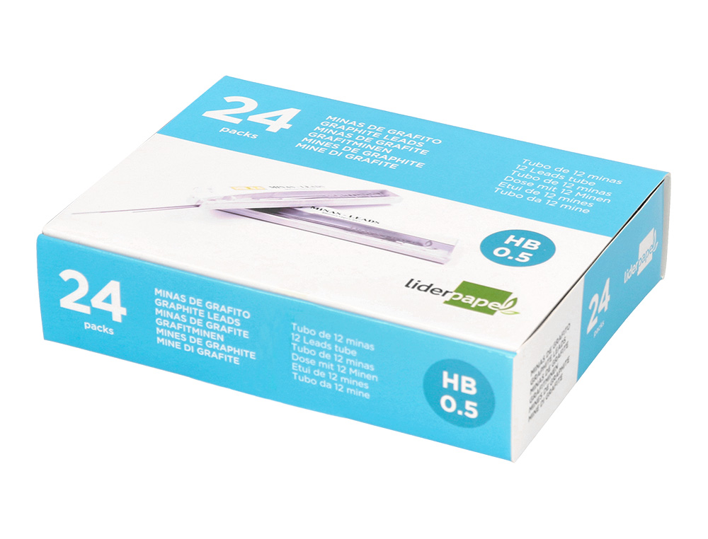 MINAS LIDERPAPEL GRAFITO 0,5 MM HB TUBO DE 12 MINAS LONGITUD 60 MM
