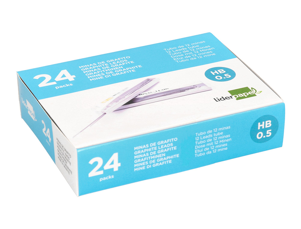 MINAS LIDERPAPEL GRAFITO 0,5 MM HB TUBO DE 12 MINAS LONGITUD 60 MM