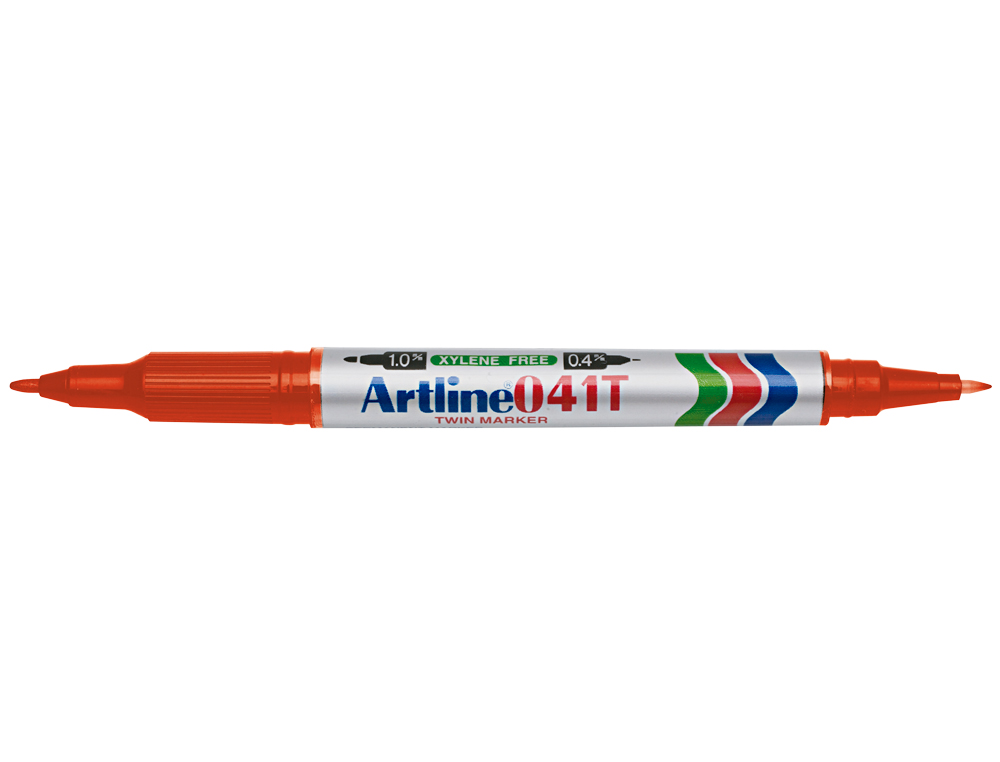 Rotulador artline marcador permanente ek-041t rojo doble punta 0.4 y 1.0 mm