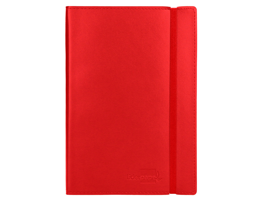 Libreta liderpapel simil piel a5 120 hojas 70g/m2 cuadro 4mm sin margen rojo