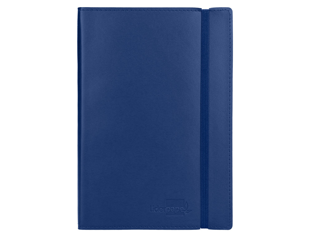 Libreta liderpapel simil piel a5 120 hojas 70g/m2 cuadro 4mm sin margen azul