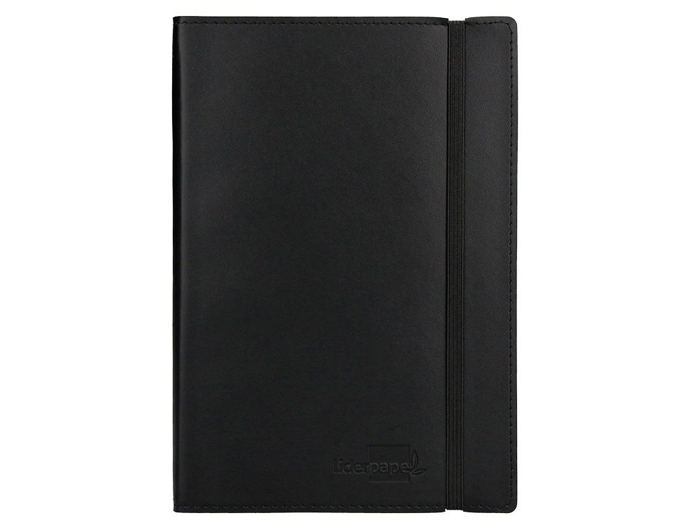 Libreta liderpapel simil piel a5 120 hojas 70g/m2 cuadro 4mm sin margen negro