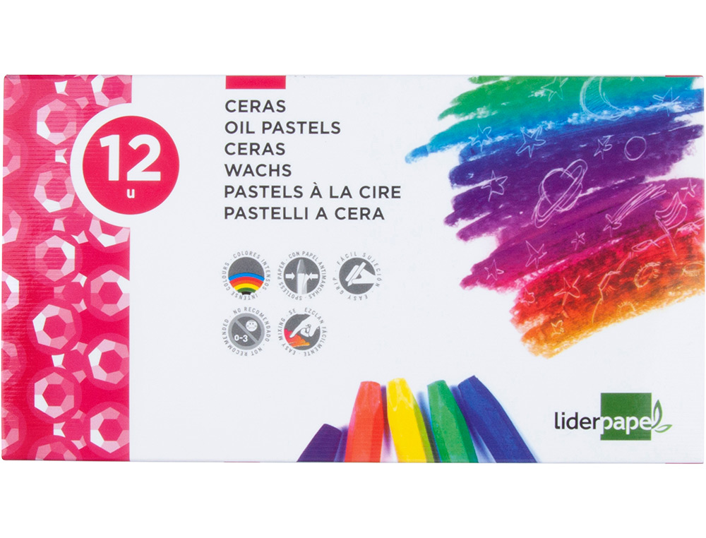 Lapices cera blanda liderpapel caja de 12 unidades colores surtidos