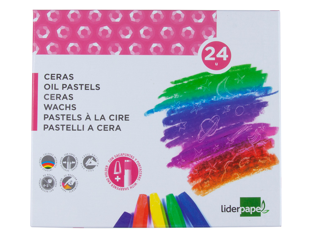 Lapices cera blanda liderpapel caja de 24 unidades colores surtidos