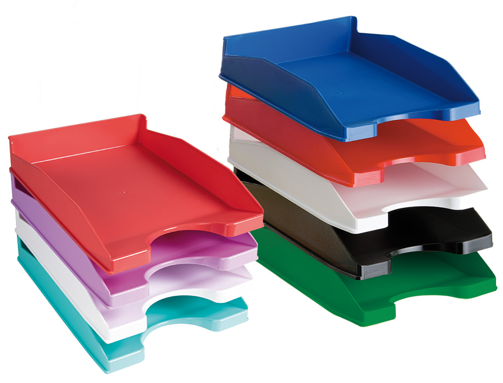 BANDEJA SOBREMESA PLASTICO Q-CONNECT ROJO OPACO 240X70X340 MM