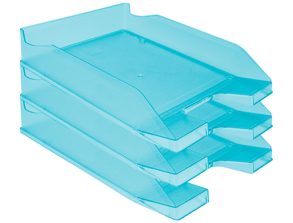 BANDEJA SOBREMESA PLASTICO Q-CONNECT TURQUESA TRANSPARENTE 240X70X340 MM