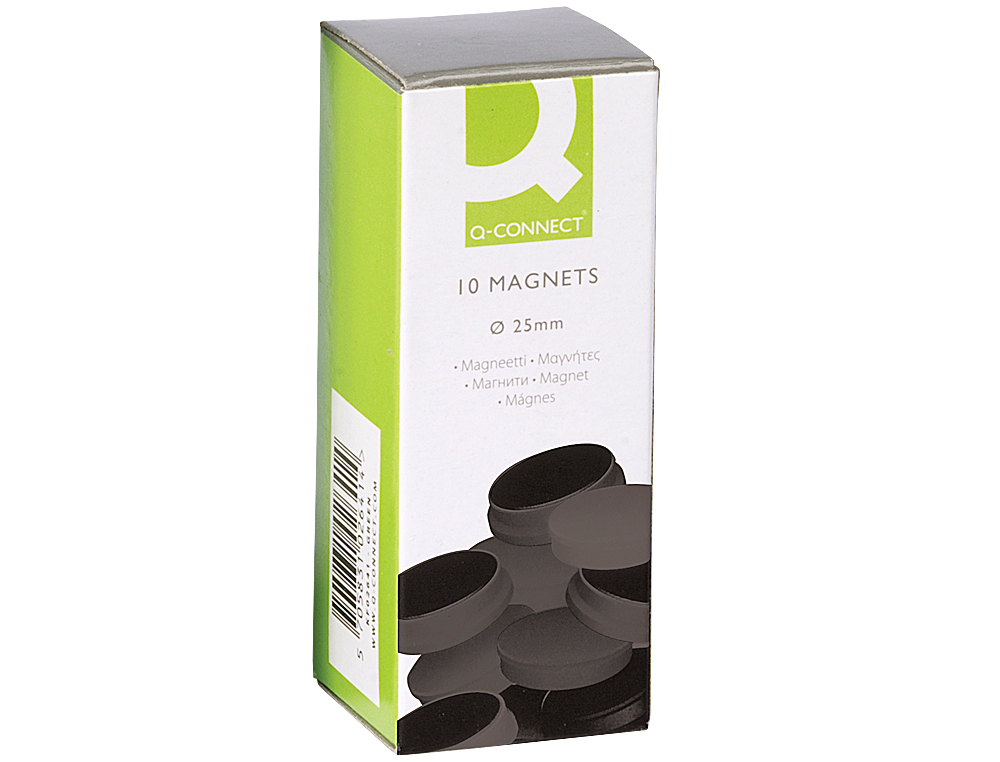 Iman para sujecion q-connect ideal para pizarras magneticas20 mm negro caja de 10 unidades