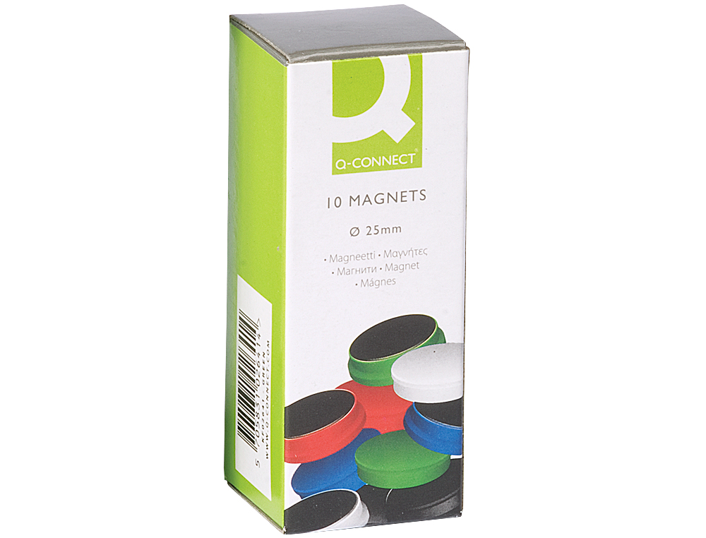 Iman para sujecion q-connect ideal para pizarras magneticas25 mm colores surtidos caja de 10 unidades