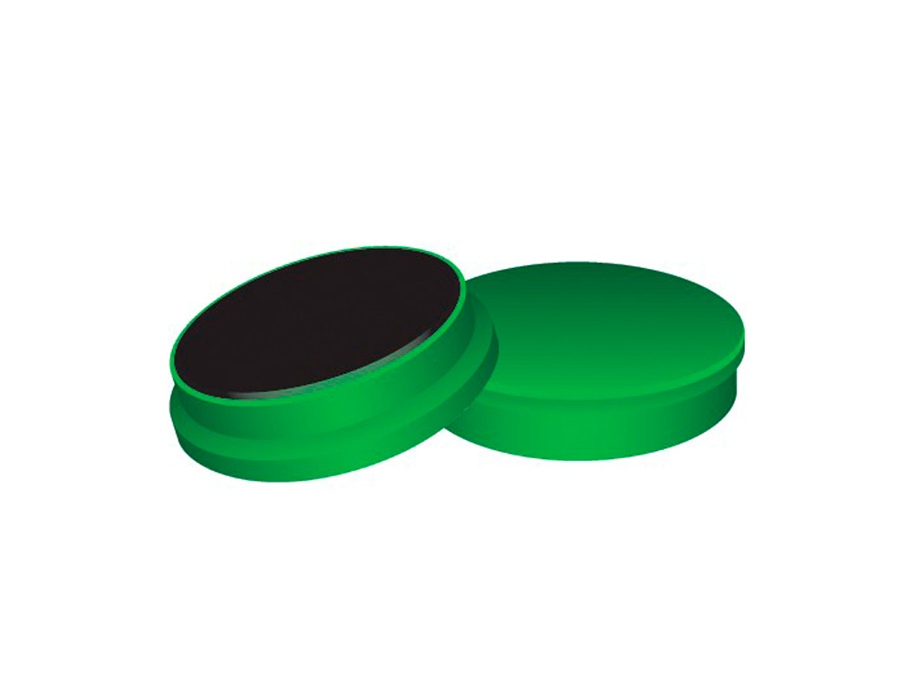 Iman para sujecion q-connect ideal para pizarras magneticas35 mm verde caja de 10 unidades