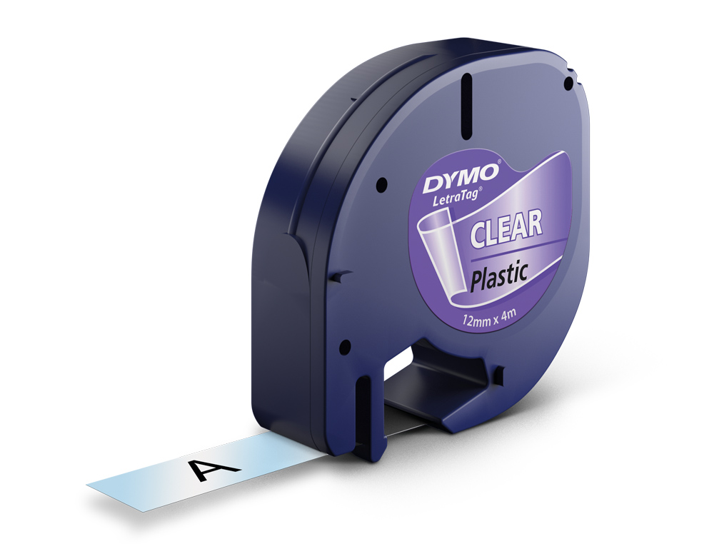 Cinta dymo 12mmx4mt -transparente para maquina letratag