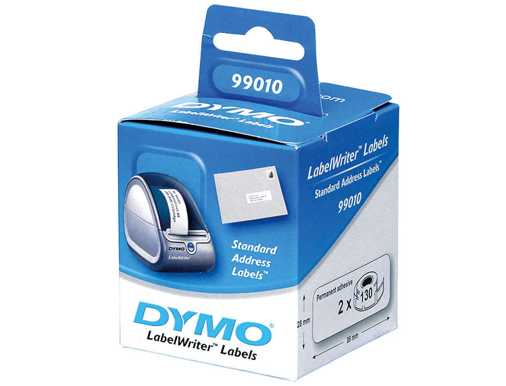 Etiqueta adhesiva dymo 99010 -tamaño 89x28 mm para impresora 400 130 etiquetas uso direcciones caja 