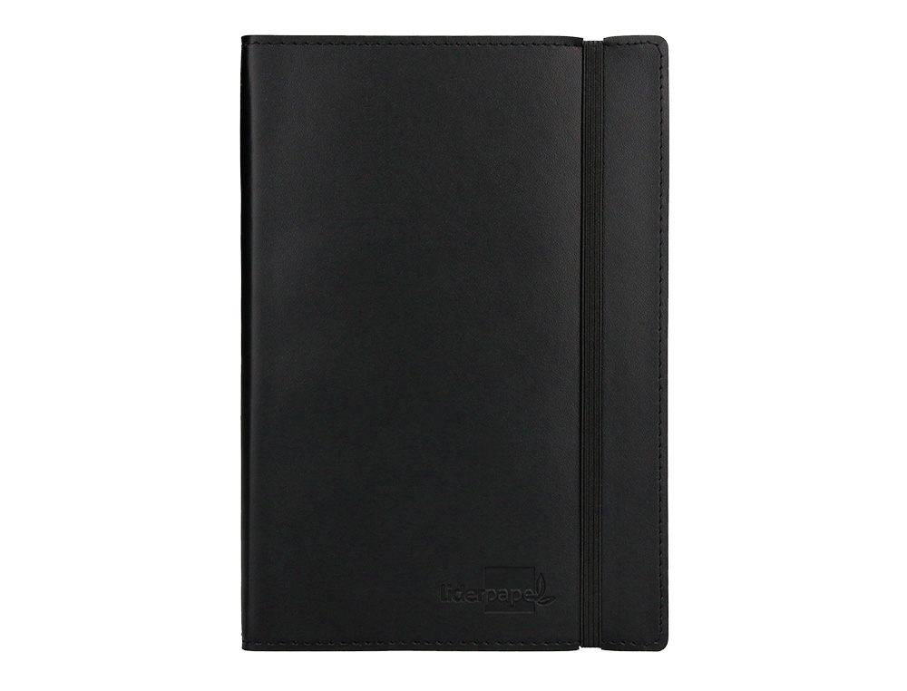 Libreta liderpapel simil piel a5 120 hojas 70g/m2 horizontal sin margen negro