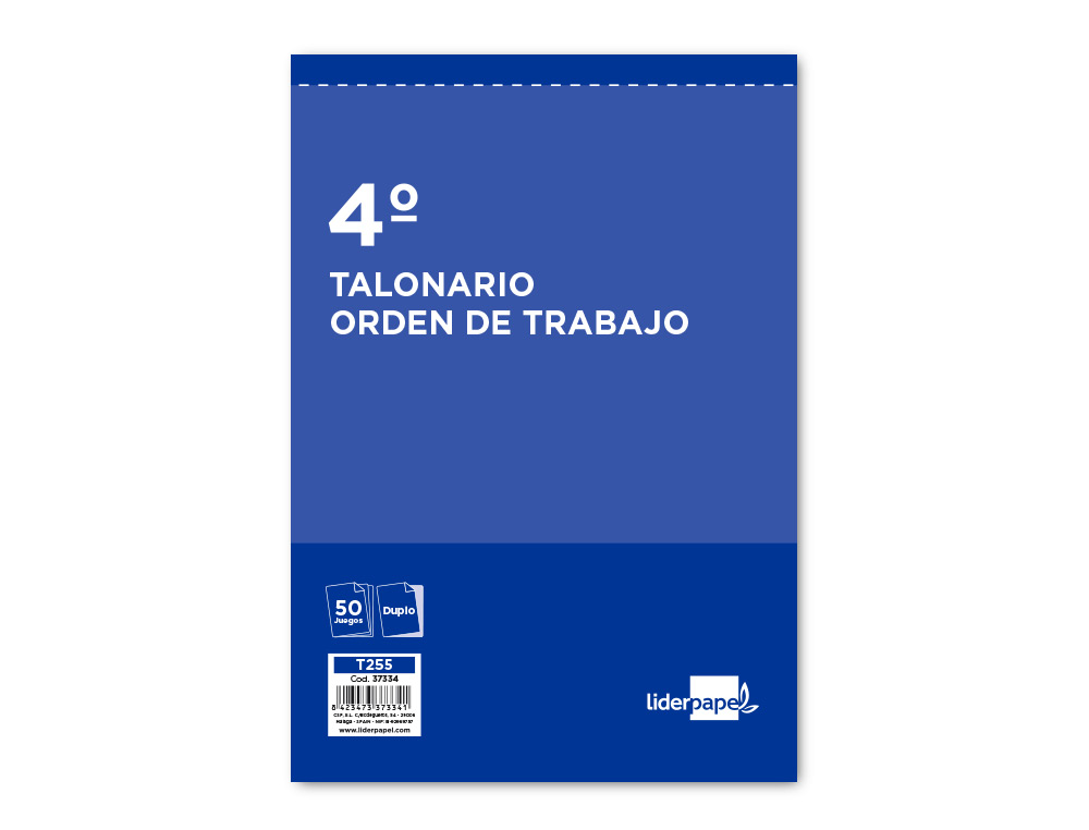 Talonario liderpapel orden de trabajo cuarto original y copia t255