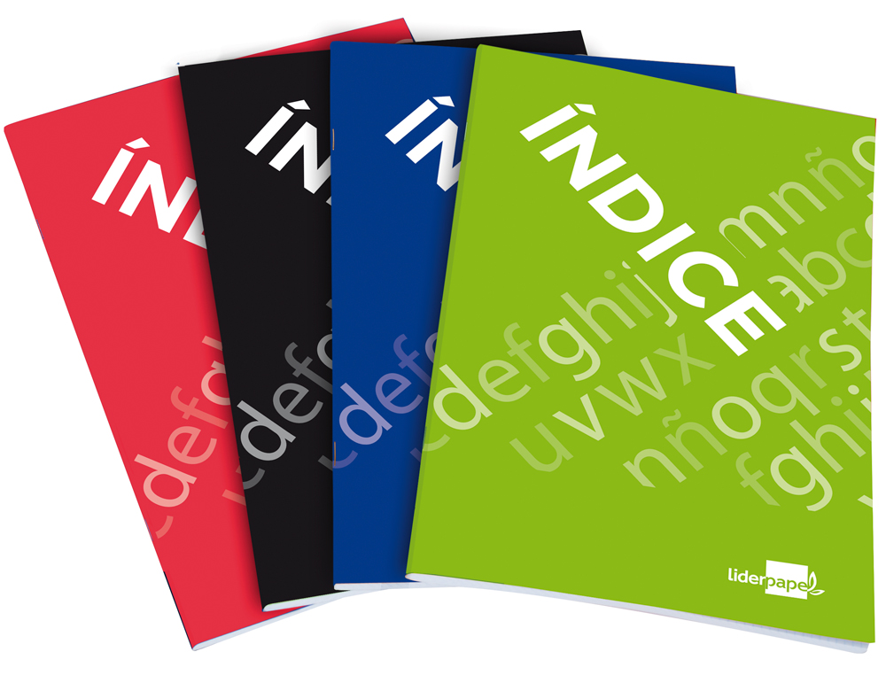 INDICE LIDERPAPEL TAPA CARTONCILLO CUARTO 24 HOJAS 70G/M2 COLORES SURTIDOS