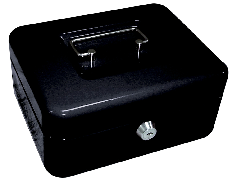 Caja caudales q-connect 8/' 200x160x90 mm negra con portamonedas