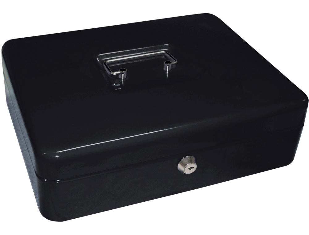 Caja caudales q-connect 12/' 300x240x90 mm negra con portamonedas