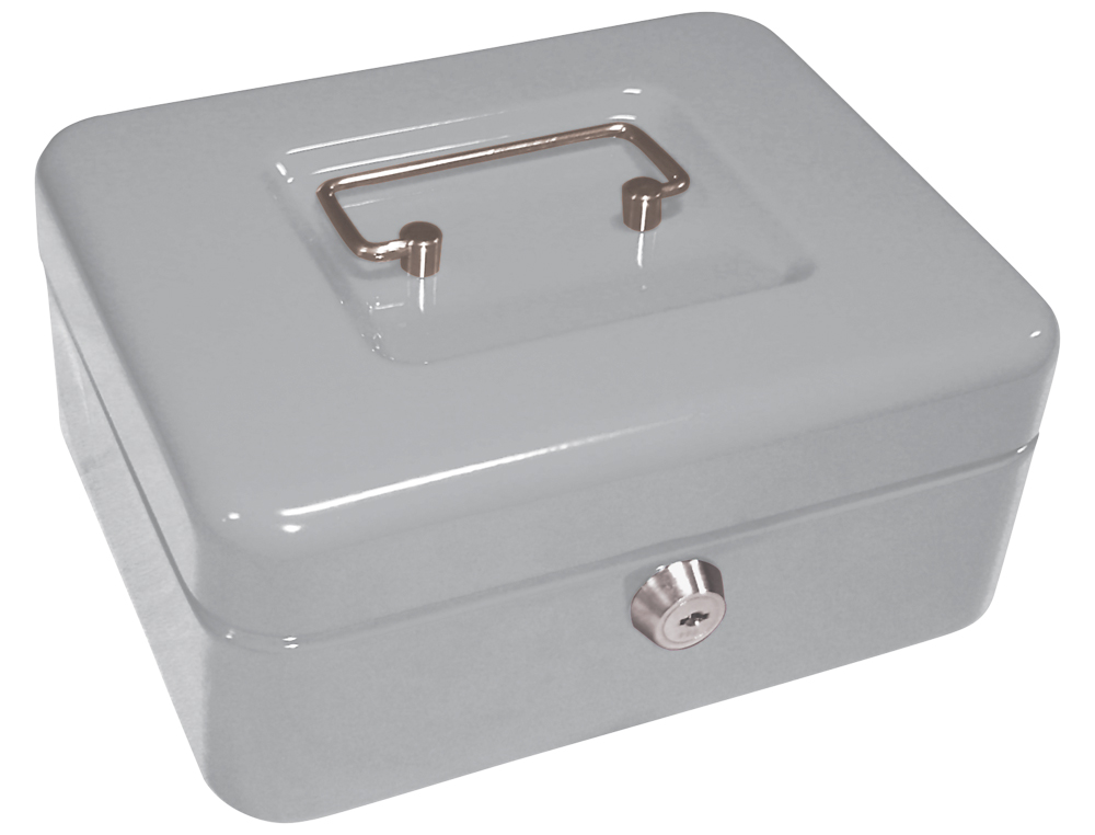 Caja caudales q-connect 8/' 200x160x90 mm plata con portamonedas