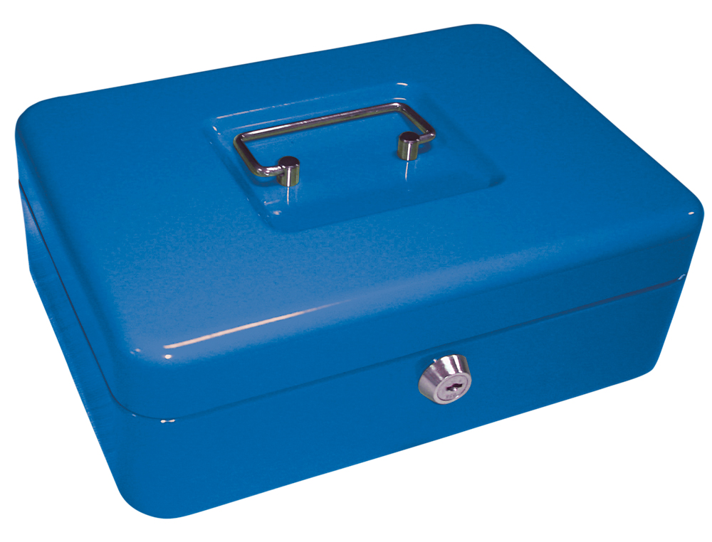 Caja caudales q-connect 10/' 250x180x90 mm azul con portamonedas