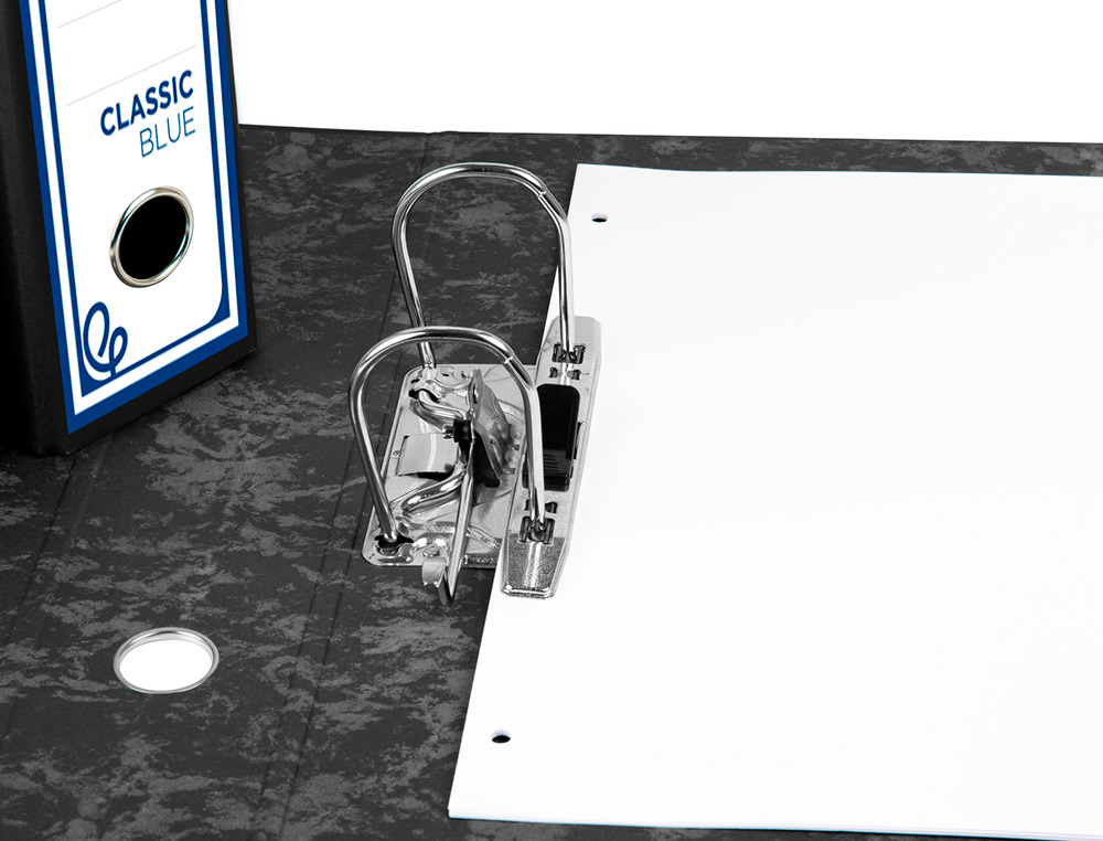 ARCHIVADOR DE PALANCA LIDERPAPEL CUARTO CLASSIC BLUE SIN RADO LOMO 80MM NEGRO COMPRESOR METALICO