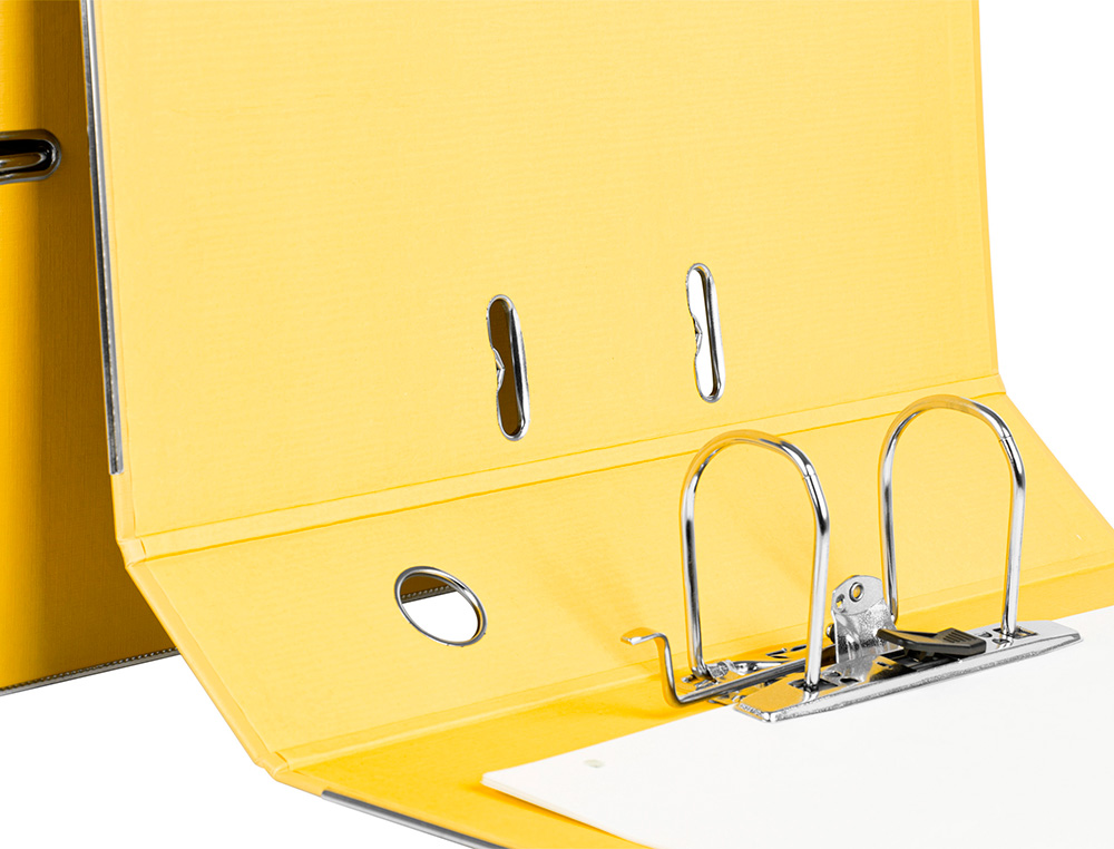 ARCHIVADOR DE PALANCA LIDERPAPEL FOLIO DOCUMENTA FORRADO PVC CON RADO LOMO 75MM AMARILLO COMPRESOR METALICO
