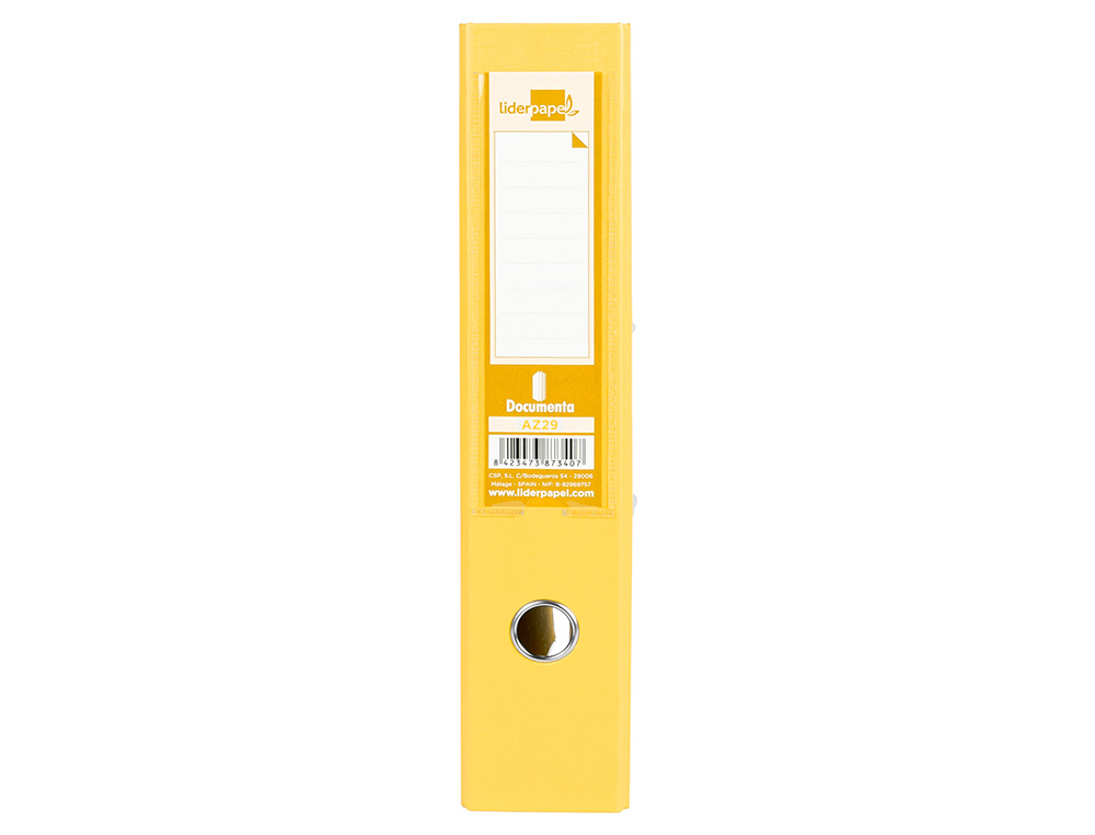 ARCHIVADOR DE PALANCA LIDERPAPEL FOLIO DOCUMENTA FORRADO PVC CON RADO LOMO 75MM AMARILLO COMPRESOR METALICO
