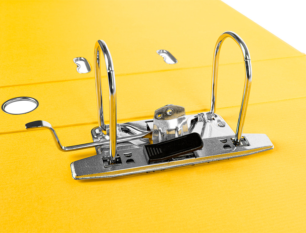 ARCHIVADOR DE PALANCA LIDERPAPEL FOLIO DOCUMENTA FORRADO PVC CON RADO LOMO 75MM AMARILLO COMPRESOR METALICO