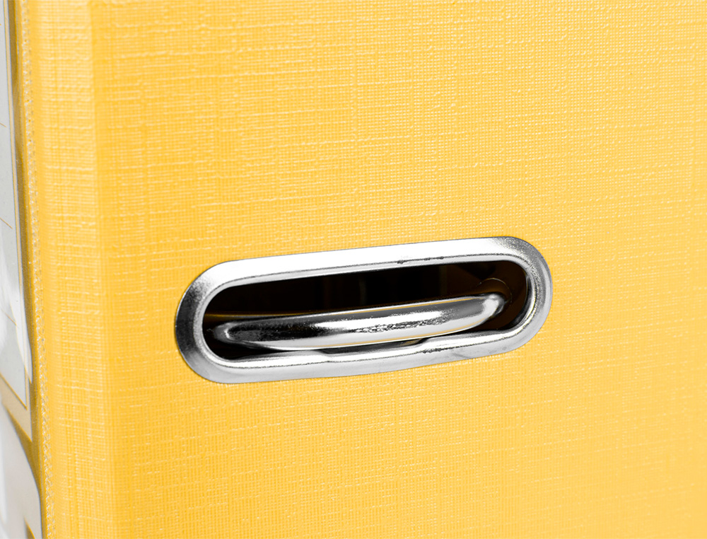 ARCHIVADOR DE PALANCA LIDERPAPEL FOLIO DOCUMENTA FORRADO PVC CON RADO LOMO 75MM AMARILLO COMPRESOR METALICO