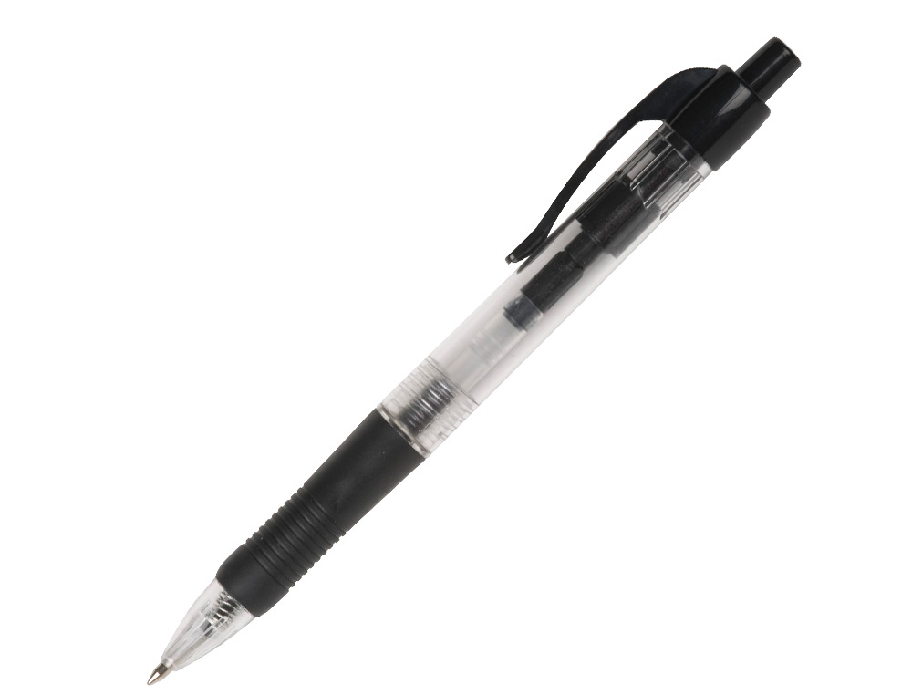 Boligrafo q-connect retractil con sujecion de caucho tinta aceite 0,7 mm color negro