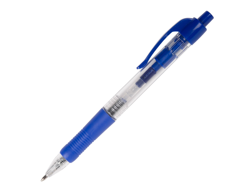 Boligrafo q-connect retractil con sujecion de caucho tinta aceite 0,7 mm color azul