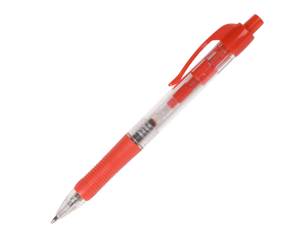 Boligrafo q-connect retractil con sujecion de caucho tinta aceite 0,7 mm color rojo