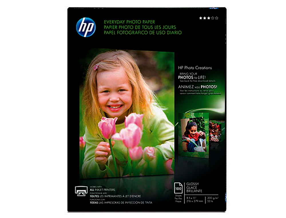 Papel hp photo semi-glossy din a4 200g/m2 paquete de 100 hojas