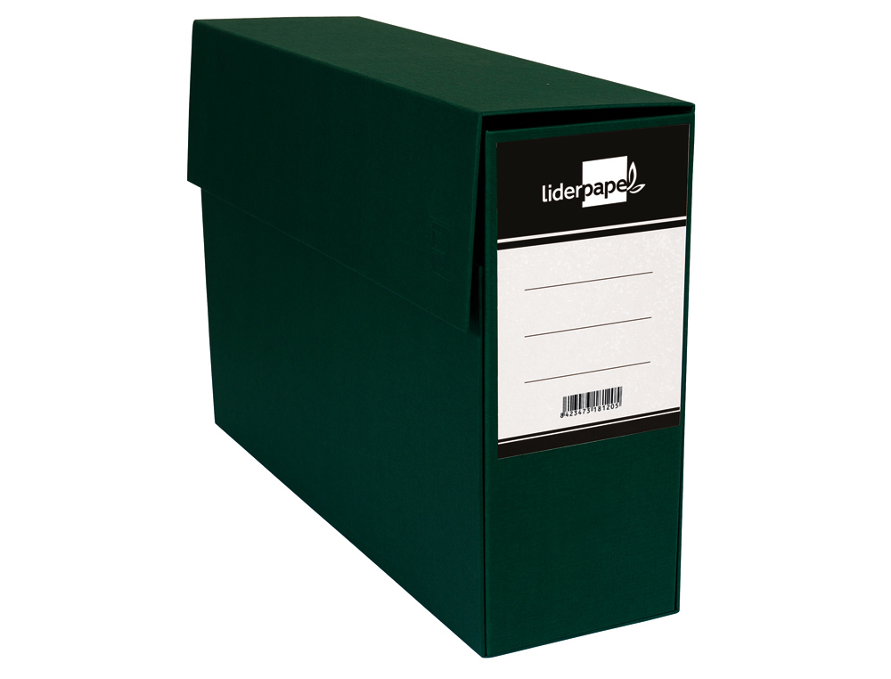 Caja transferencia liderpapel con fuelle folio color verde